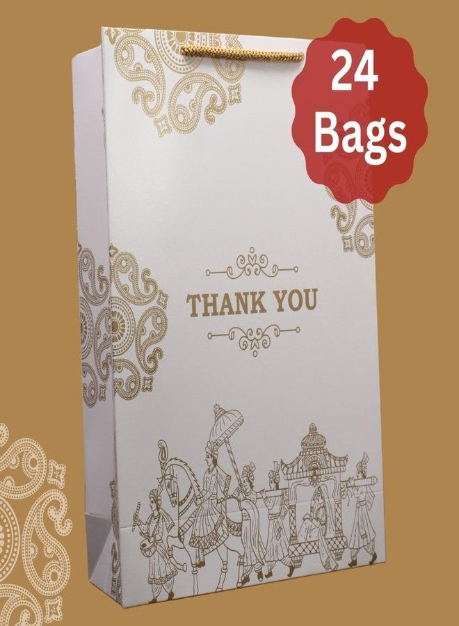 TASCHE أكياس هدايا ورقية بتصميم "شكرًا لك" من TASCHE Pallaki، مثالية لهدايا الزفاف | حفلات الزفاف | أعياد الميلاد | هدايا الأعياد (عبوة من 24 كيسًا، 11 × 8 × 3 بوصات) - Image 5